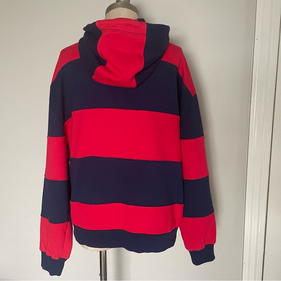 Pink Victoria’s Secret red and blue striped zip up hooded sweatshirt size M - Picture 3 of 5